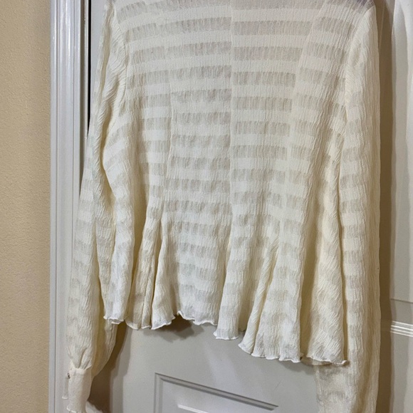 ANTHROPOLOGIE Long Sleeve Button Front Textured  Button-Up Blouse - Picture 12 of 12